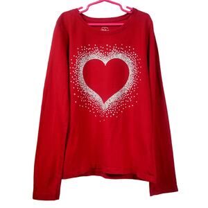 Faded Glory Red Long‎ Sleeve Tee Girl's Size L